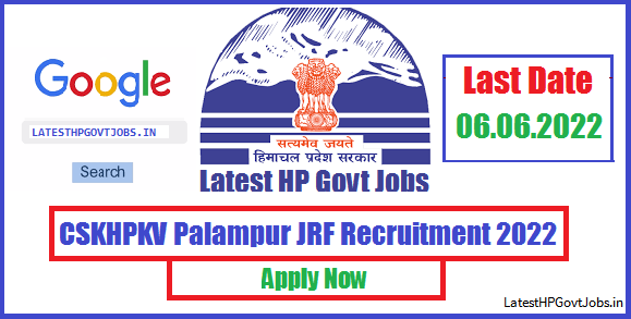 CSKHPKV Palampur JRF Recruitment 2022 Apply Now