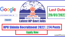 HPU Shimla Recruitment 2022