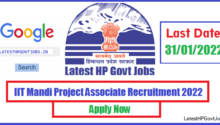 IIT Mandi Project Associate Recruitment 2022