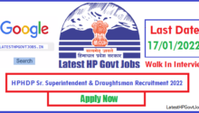 HPHDP Sr. Superintendent & Draughtsman Recruitment 2022