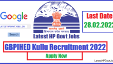 GBPIHED Kullu Recruitment 2022