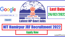 NIT Hamirpur JRF Recruitment 2022