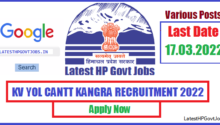 KV YOL CANTT KANGRA RECRUITMENT 2022