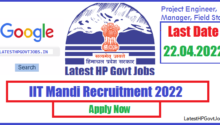 IIT Mandi Project Engineer, Manager, Field Staff Recruitment