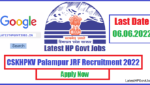 CSKHPKV Palampur JRF Recruitment 2022