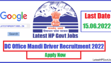 DC Office Mandi Driver Recruitment 2022