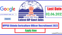 HPPSC Shimla Sericulture Officer Recruitment 2022