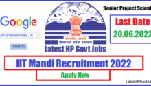 IIT Mandi Recruitment 2022, Senior Project Scientist