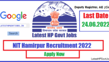 NIT Hamirpur Recruitment 2022, Deputy Registrar, AE (Civil)