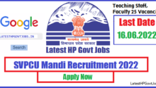 SVPCU Mandi Recruitment 2022, Teaching Staff, Faculty