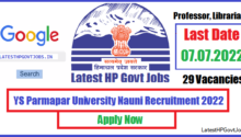 YS Parmapar University Nauni Recruitment 2022, Professor