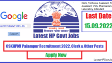 CSKHPKV Palampur Recruitment 2022, Clerk & Other Posts