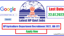 HP Agriculture Department Recruitment 2022, JOA (IT)