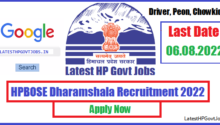 HPBOSE Dharamshala Recruitment 2022, Driver, Peon, Chowkidar