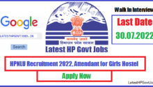 HPNLU Recruitment 2022, Attendant for Girls Hostel