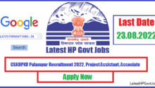 CSKHPKV Palampur Recruitment 2022, Project Assistant, Associate