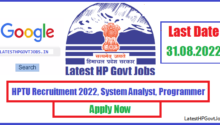 HPTU Recruitment 2022, System Analyst and Programmer