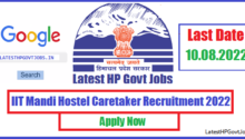 IIT Mandi Hostel Caretaker Recruitment 2022