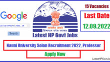 Nauni University Solan Recruitment 2022, Professor