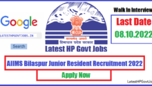 AIIMS Bilaspur Junior Resident Recruitment 2022