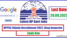 HPPSC Shimla Recruitment 2022, Drug Inspector