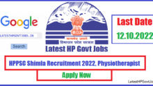 HPPSC Shimla Recruitment 2022, Physiotherapist