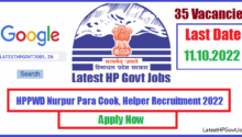 HPPWD Nurpur Para Cook, Helper Recruitment 2022