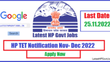 HP TET Notification November - December 2022