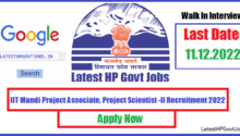 IIT Mandi Project Associate, Project Scientist -II Recruitment 2022