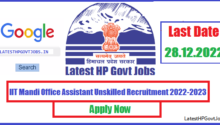 IIT Mandi Office Assistant Unskilled Recruitment 2022-2023