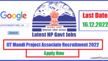 IIT Mandi Project Associate Recruitment 2022