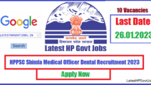 HPPSC Shimla Medical Officer Dental Recruitment 2023