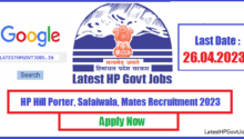 HP Hill Porter, Safaiwala, Mates Recruitment 2023