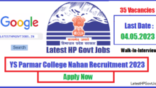 YS Parmar College Nahan Recruitment 2023