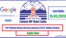 YSP Shimla University Recruitment 2023, Skilled Helper