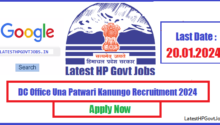 DC Office Una Patwari/ Kanungo Recruitment 2024