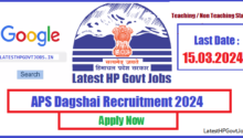 APS Dagshai Recruitment 2024