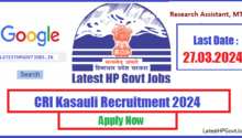 CRI Kasauli Recruitment 2024 - Research Assistant, MTS