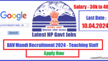 DAV Mandi Recruitment 2024 - Teaching Staff