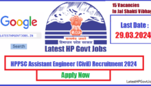 HPPSC Assistant Engineer (Civil) Recruitment 2024