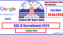 SSC JE Recruitment 2024 - Civil, Mechanical, Electrical