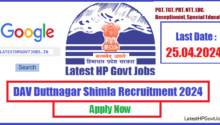 DAV Duttnagar Shimla Recruitment 2024