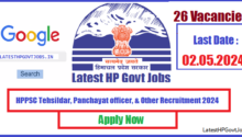 HPPSC Tehsildar, Panchayat officer, & Other Recruitment 2024