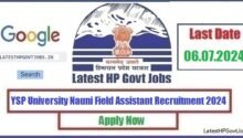 YSP University Nauni Field Assistant Recruitment 2024