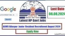 AIIMS Bilaspur Junior Resident Recruitment August 2024