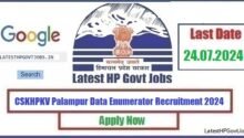 CSKHPKV Palampur Data Enumerator Recruitment 2024