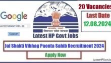 Jal Shakti Vibhag Paonta Sahib Recruitment 2024